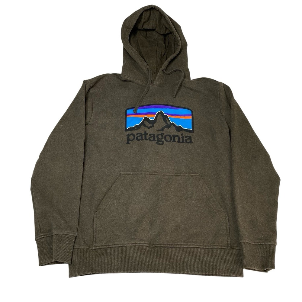 Patagonia‎ P-6 Logo Uprisal Hoodie Men's Small Brown/Olive Pullover Sweatshirt